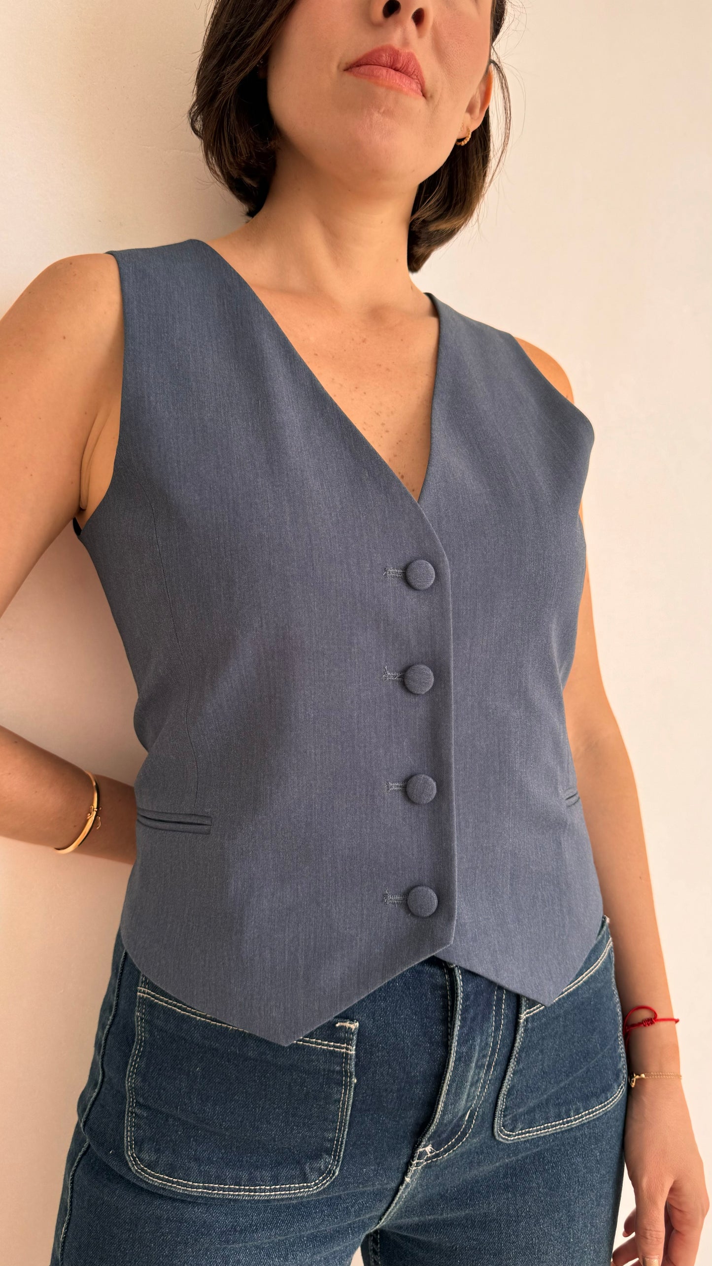CHALECO SASTRERO AZUL DENIM