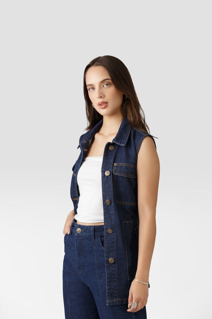 CHALECO DENIM CON CORREA