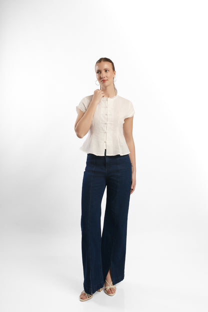 BLUSA BLANCA CON ENCAJE JAPONÉS