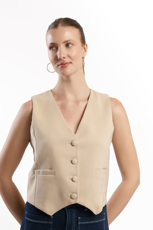 CHALECO SASTRERO BEIGE