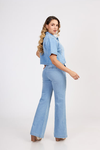 CHAQUETA DENIM CELESTE