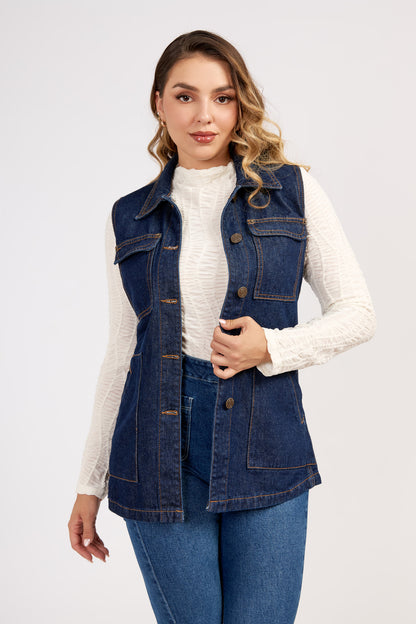 CHALECO DENIM CON CORREA