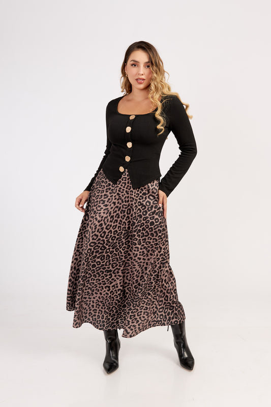 FALDA SATIN ANIMAL PRINT
