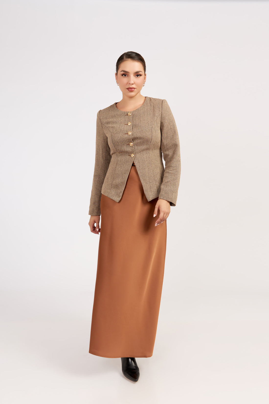 FALDA SATIN PARDO