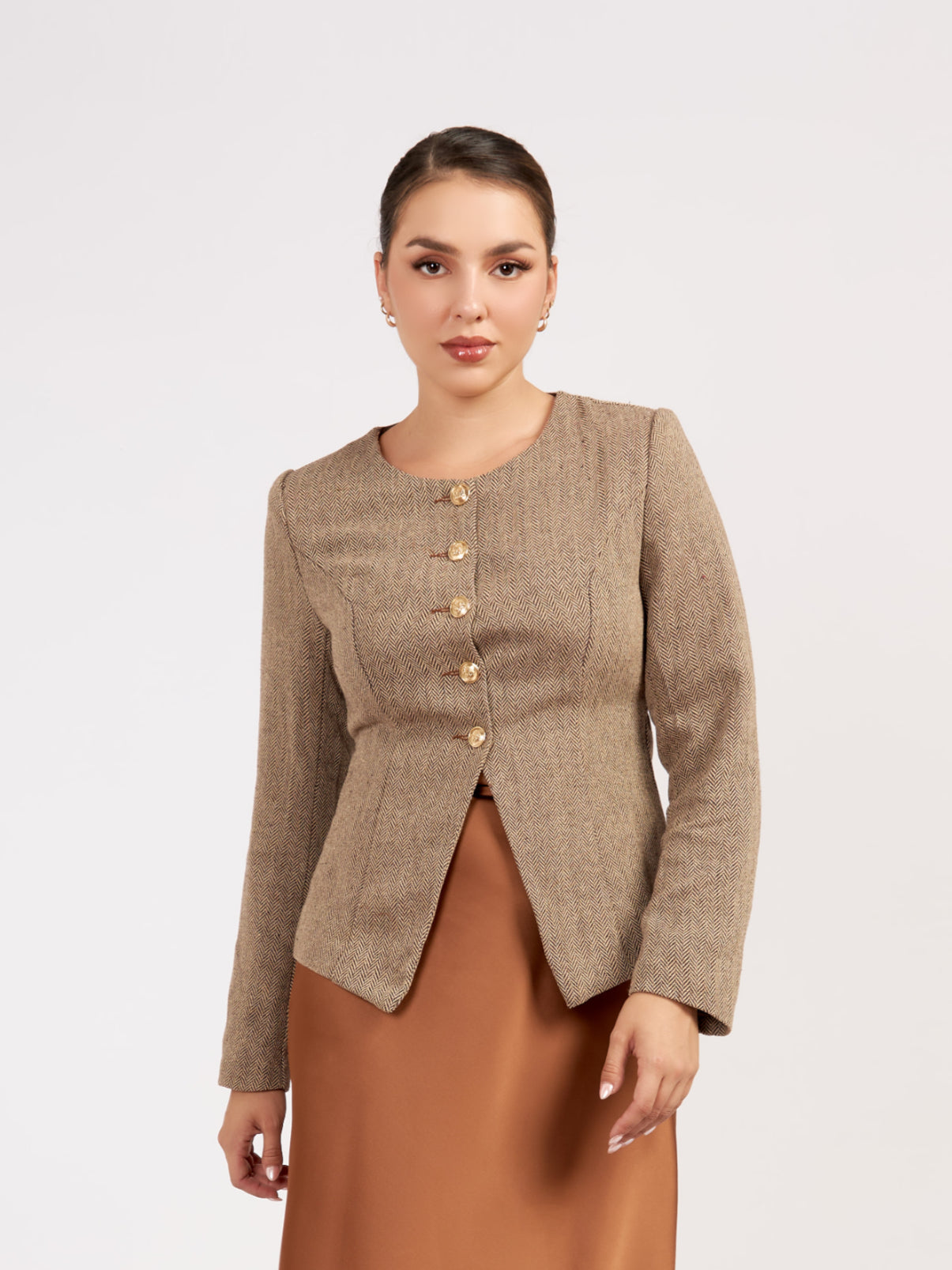 CHAQUETA TWEED CON BOTONES DORADOS