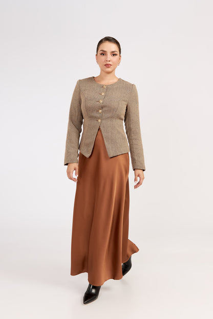 FALDA SATIN PARDO