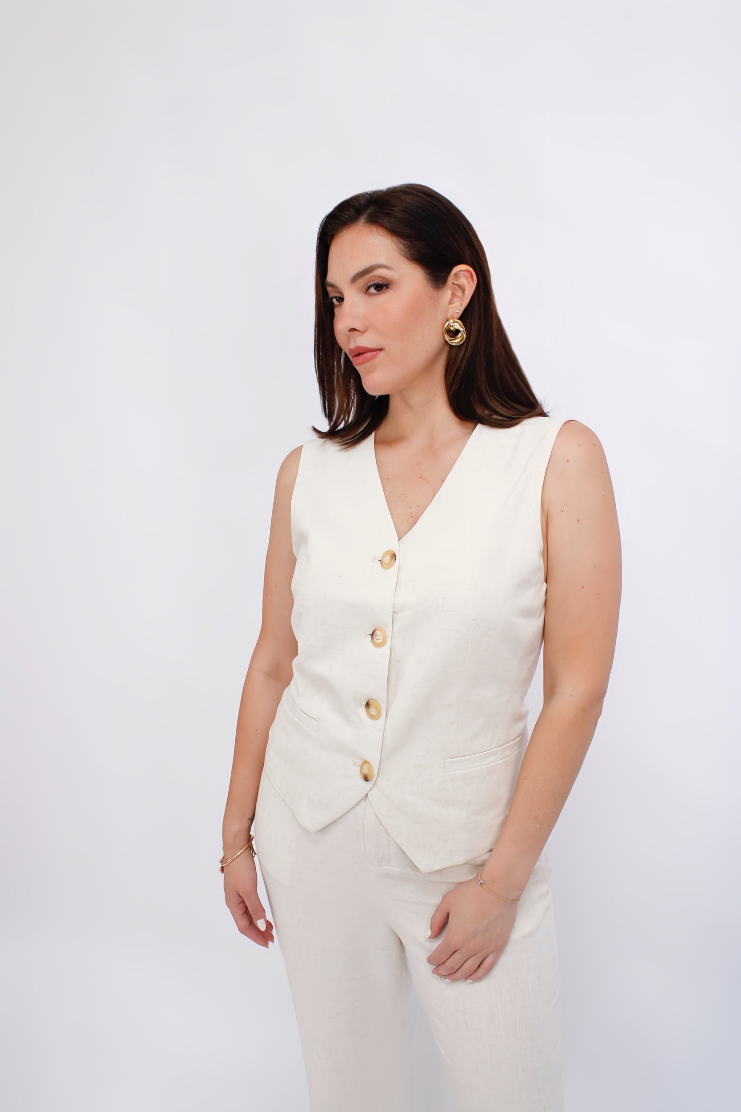 CONJUNTO BEIGE DE LINO