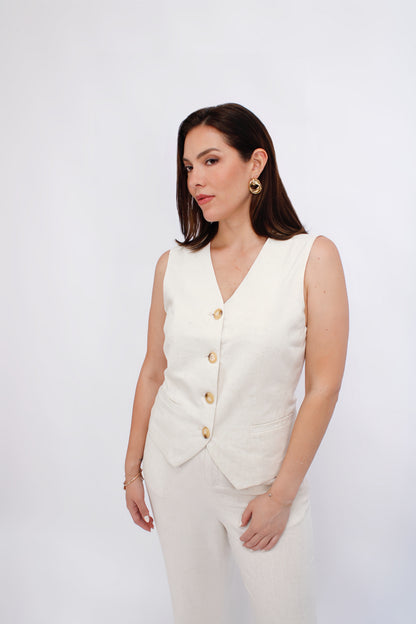 CONJUNTO BEIGE DE LINO