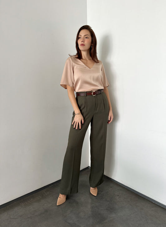 PANTALÓN SASTRERO VERDE MILITAR