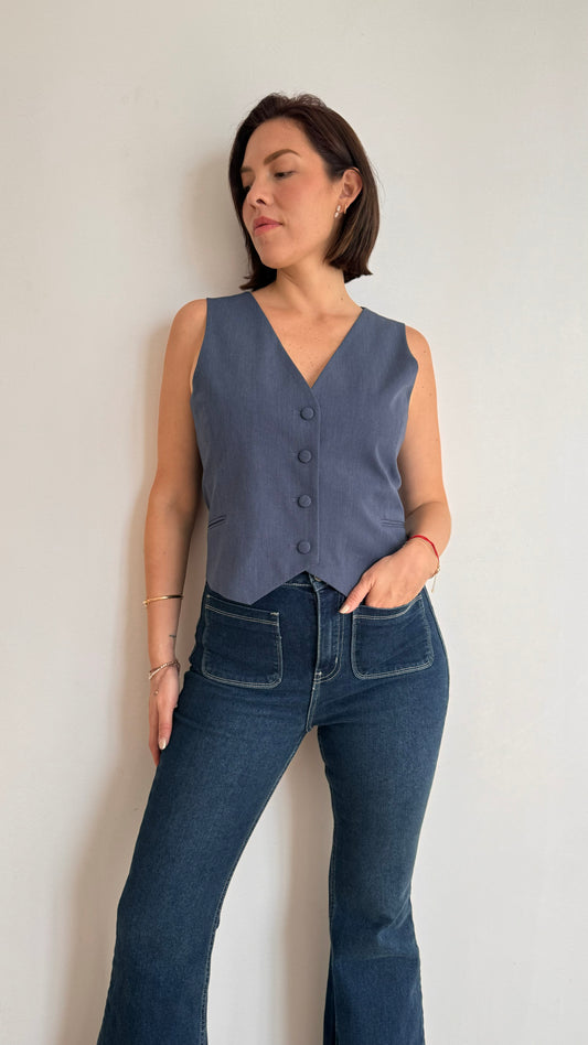 CHALECO SASTRERO AZUL DENIM