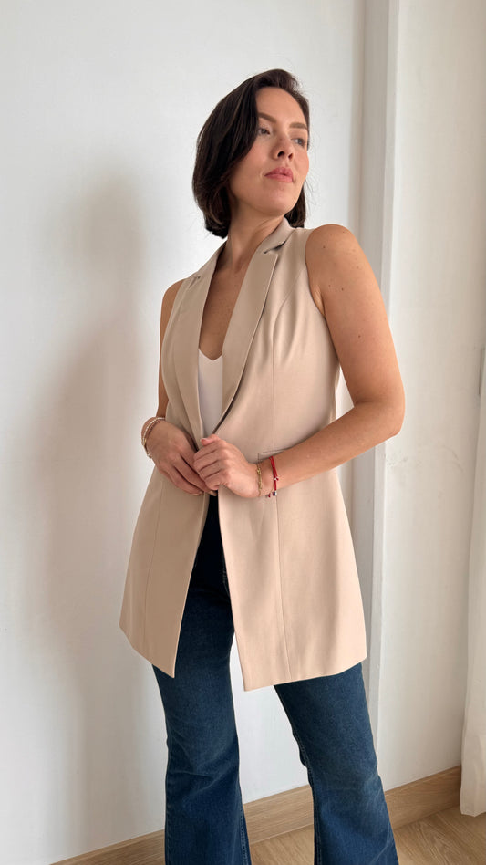 MAXI CHALECO BEIGE