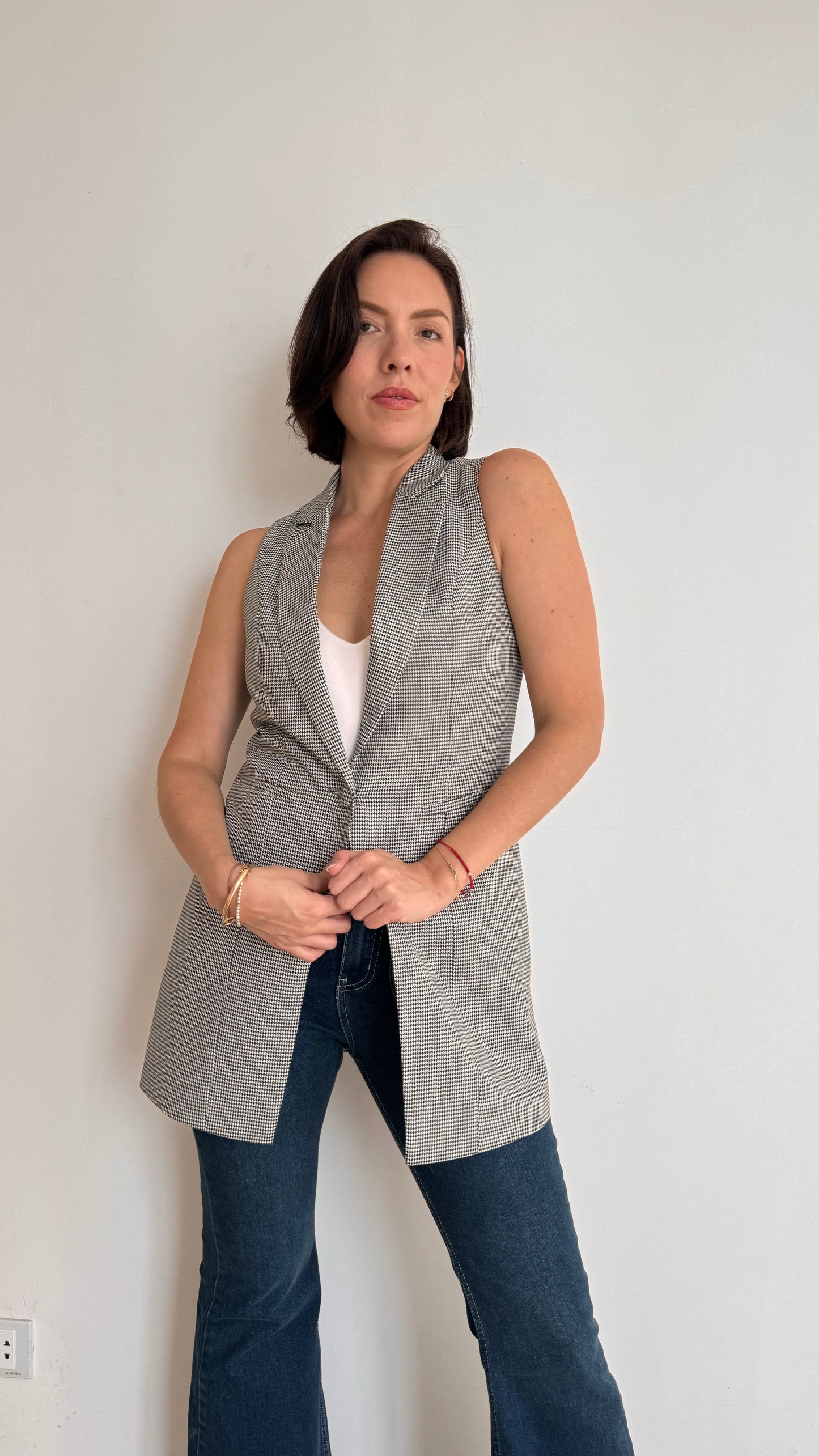 MAXI CHALECO TWEED B&W