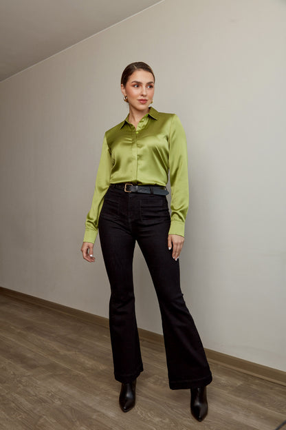 JEAN FLARE NEGRO COSTURA NEGRA