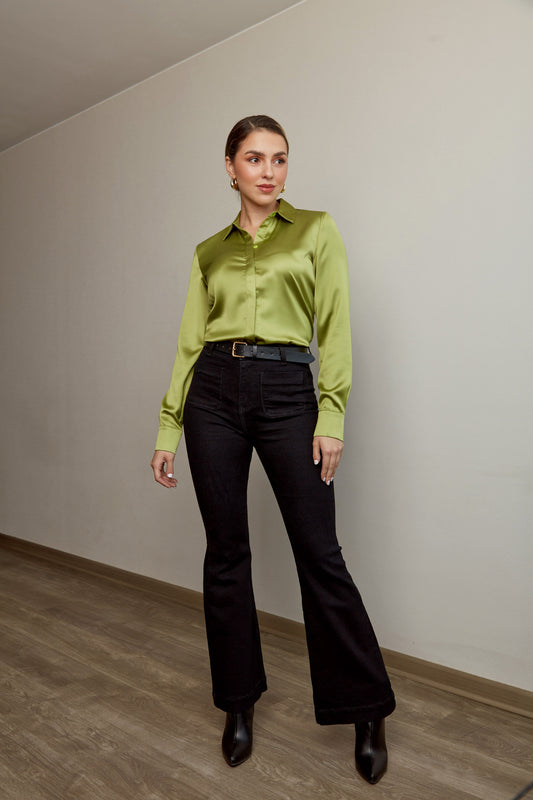 JEAN FLARE NEGRO COSTURA NEGRA
