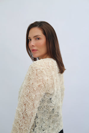 CHAQUETA CELESTE FLORAL