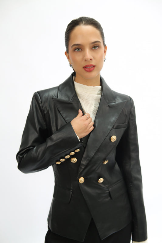 BLAZER DE CUERINA BOTONES DORADOS