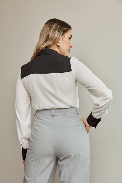 BLUSA BICOLOR NEGRO CON BLANCO