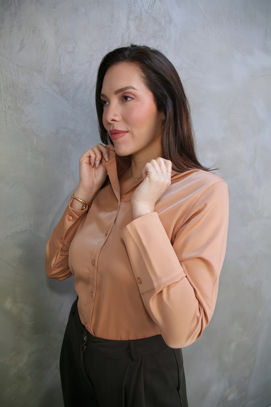 BLUSA SATINADA SALMÓN