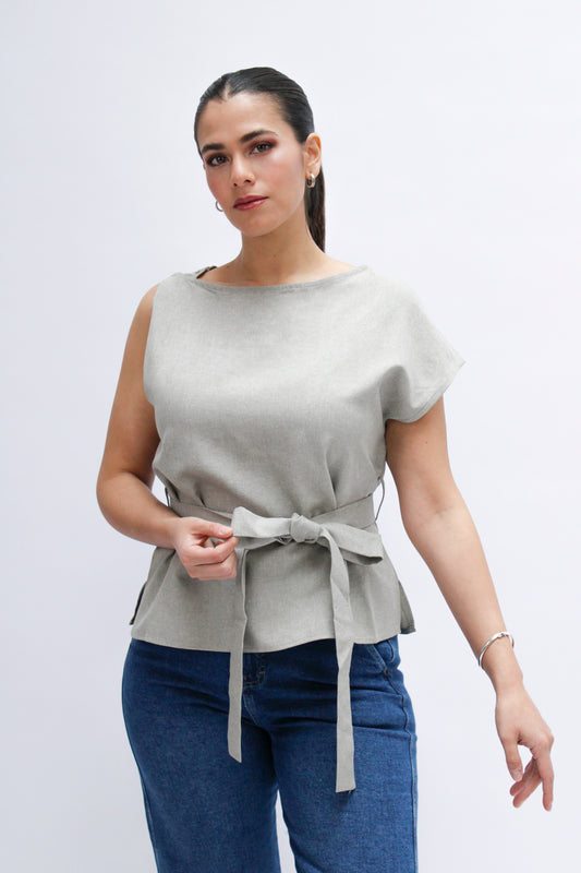 BLUSA LINO CINTURÓN