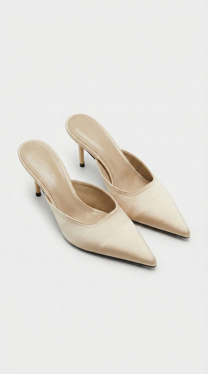 MULE HEEL CHAMPAGNE