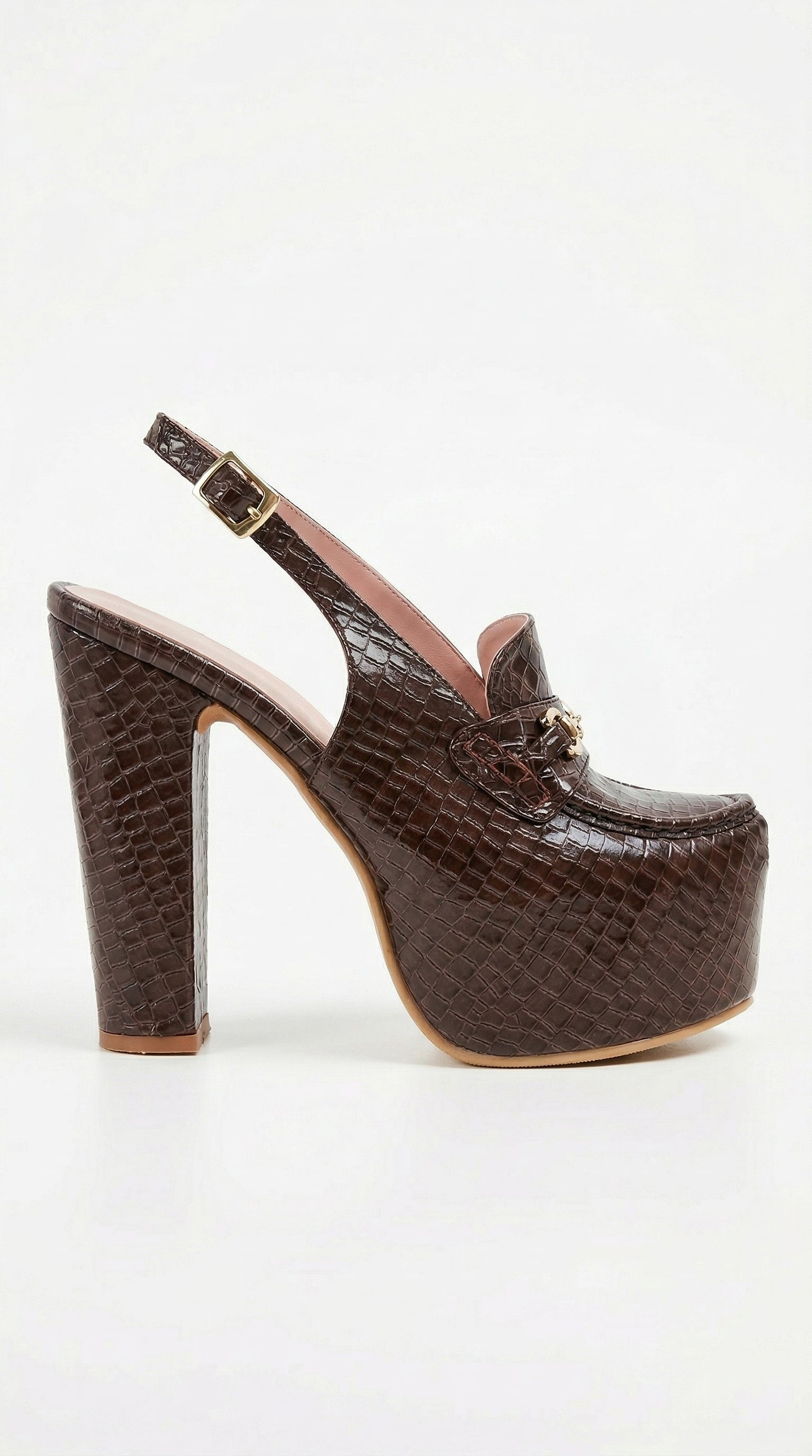 PLATFORM MOCCASIN HEEL BROWN