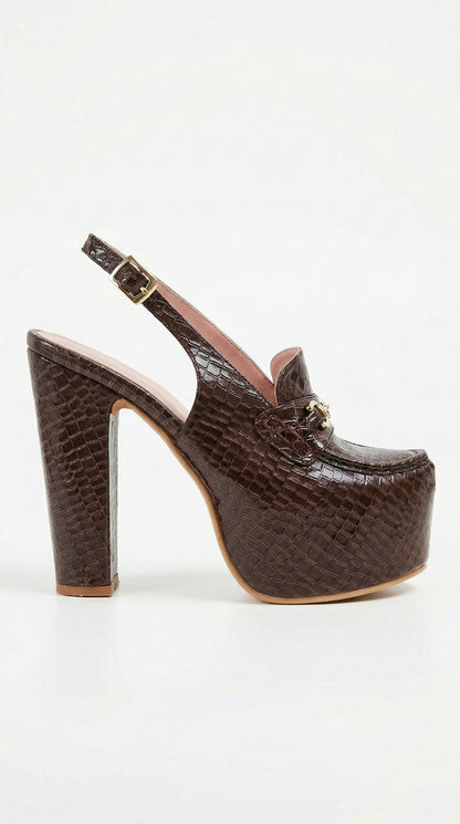 PLATFORM MOCCASIN HEEL BROWN