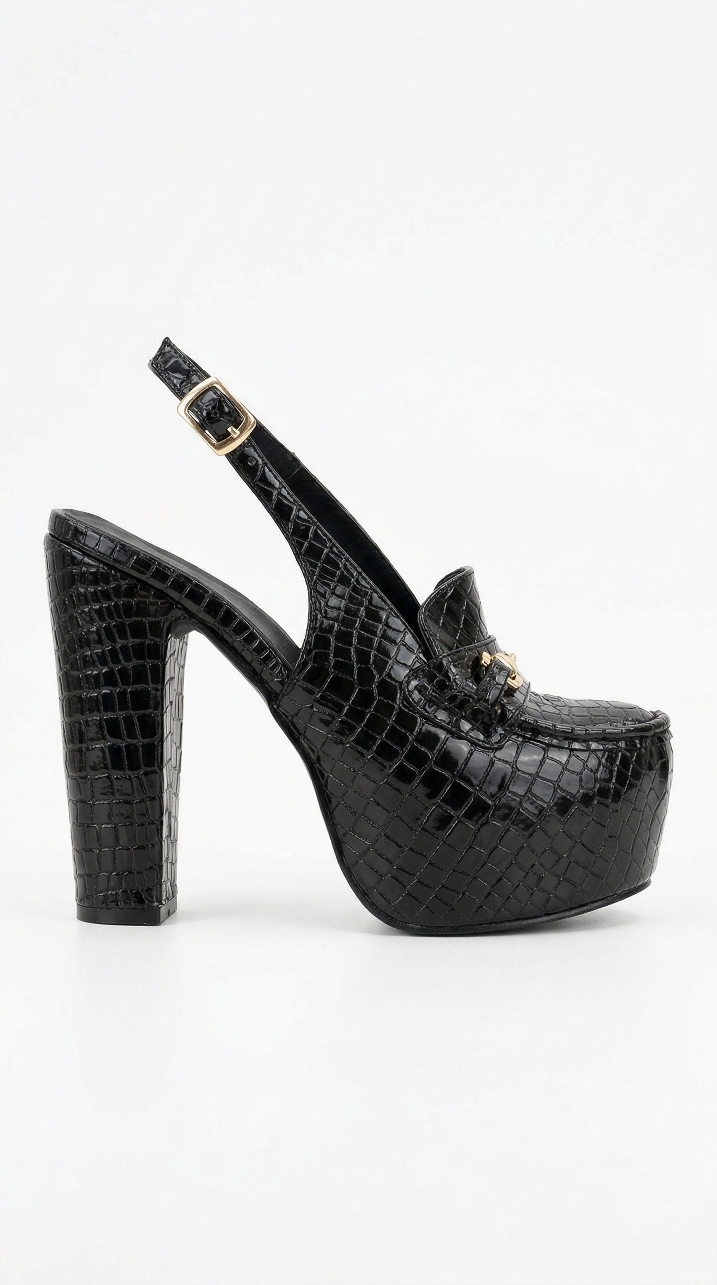 PLATFORM MOCCASIN HEEL BLACK