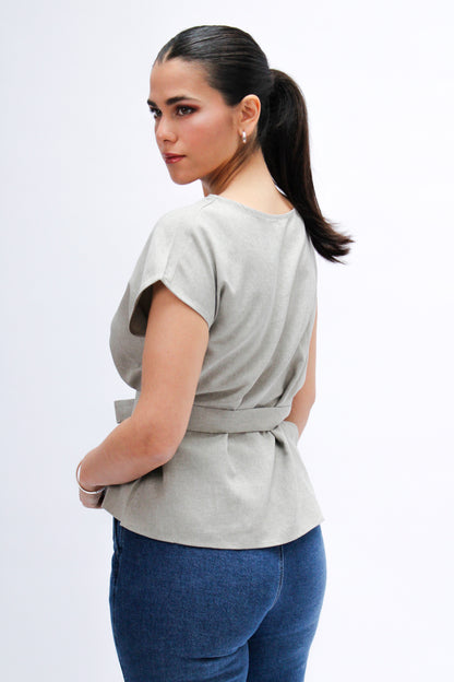 BLUSA LINO CINTURÓN